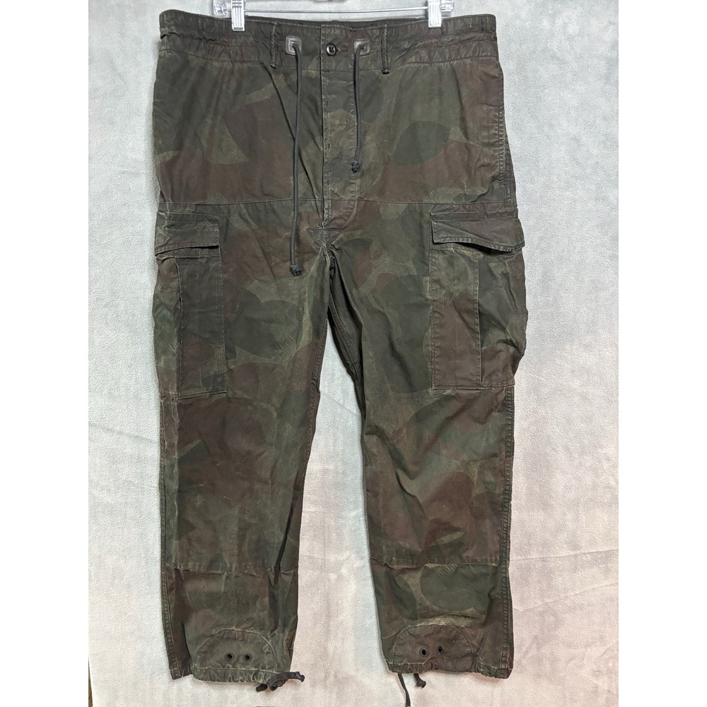Military Dark Camo Cargo Pants Size 38x32 Adjustable Waistband Y2K Baggy